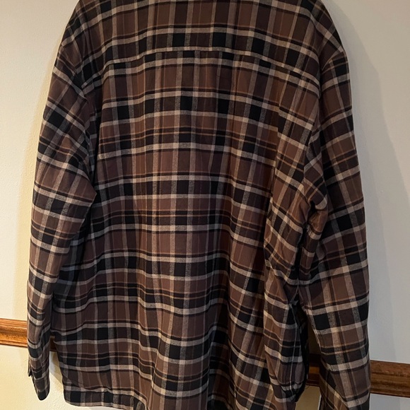 Dickies Men's Brown Plaid, Sherpa Lined, All Snap Shirt Jacket - Picture 3 of 5